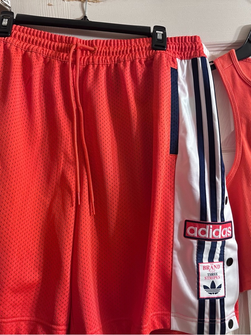 Adibreak Women’s Red Mesh Athletic Shorts  & crop top set with White & Navy
